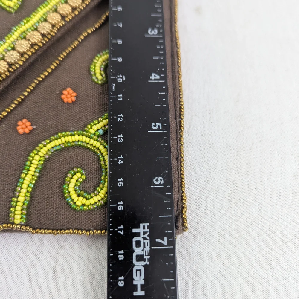 Vibrant Beaded Clutch with Embroidered Swirls